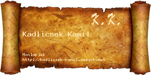Kadlicsek Kamil névjegykártya
